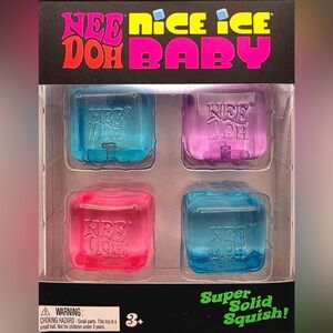 NeeDoh Nice Ice Baby Super Solid Squish 4 Pack — Blue, Purple, Pink.